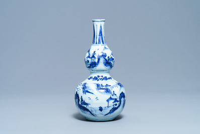 A Chinese blue and white double gourd vase, Wanli
