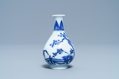 A small Chinese blue and white 'Three friends of winter' vase, Qianlong
