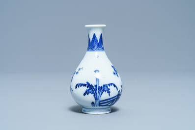 A small Chinese blue and white 'Three friends of winter' vase, Qianlong