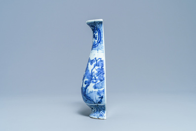 A Chinese blue and white wall vase, Wanli