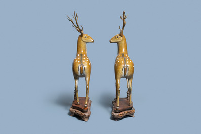 An exceptional and large pair of Chinese cloisonn&eacute; models of deer, Qianlong/Jiaqing