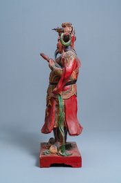 A large polychromed wooden figure of a guardian, China or Vietnam, 19th C.