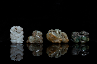 A collection of Chinese jade and hardstone carvings, Qing and later