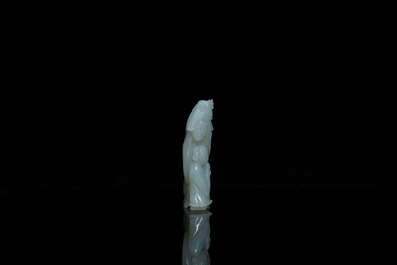 A Chinese jade 'Shou Lao with child' figure, 18th C.