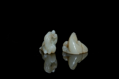 Two Chinese jade groups with animals, Qing