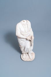 A Roman marble statue of a philosopher holding a parchment roll, ca. 2nd C.