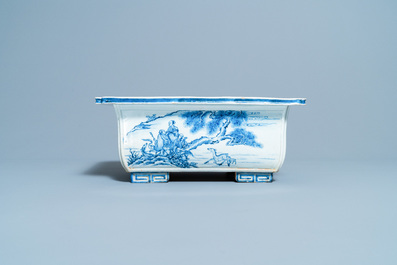 A Chinese blue and white rectangular jardini&egrave;re, Kangxi/Yongzheng