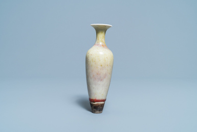 A Chinese monochrome peachbloom-glazed vase, Kangxi mark, Republic