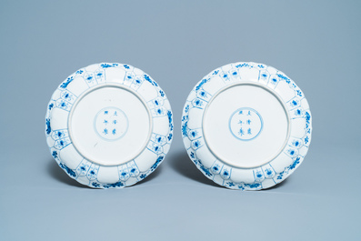 Six Chinese blue and white plates, Kangxi