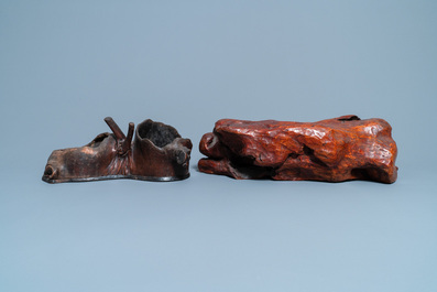 Trois socles en bois de racine, Chine ou Japon, 19&egrave;me