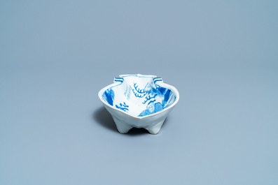 A Chinese lute-shaped blue and white ko-sometsuke plate for the Japanese market, Tianqi