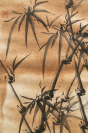 Chinese school, Qing Yudian (1936), ink on paper: Four floral compositions