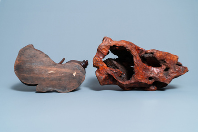 Trois socles en bois de racine, Chine ou Japon, 19&egrave;me