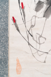 Qi Baishi (1864 - 1957), encre et couleurs sur papier, mont&eacute; en rouleau: 'Belles-de-jour'