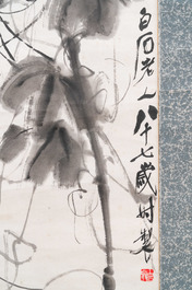 Qi Baishi (1864 - 1957), encre et couleurs sur papier, mont&eacute; en rouleau: 'Belles-de-jour'