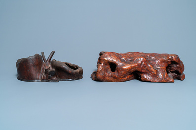 Three Chinese or Japanese rootwood stands, 19th C.