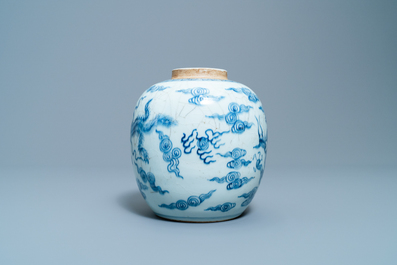 A Chinese blue and white 'dragon and phoenix' ginger jar, Yongzheng