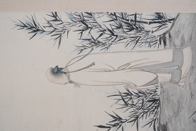 Zhang Daqian (1899-1983), ink and color on paper: 'Amidst the bamboo', dated 1949