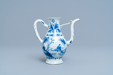 Een Chinese blauw-witte kan met figuren in een landschap, Transitie periode