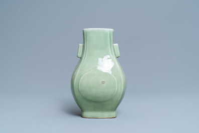 A Chinese celadon-glazed 'fanghu' vase, Qianlong mark and of the period