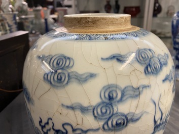 A Chinese blue and white 'dragon and phoenix' ginger jar, Yongzheng