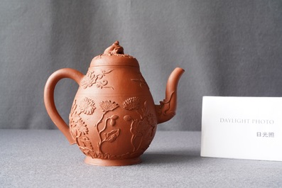 A Chinese Yixing stoneware teapot and cover, Kangxi