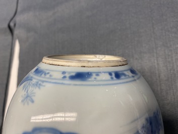 A Chinese blue and white pear-shaped bottle vase, Kangxi