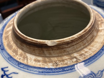 Two Chinese blue and white 'dragon and phoenix' jars, Yongzheng