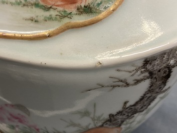 Un vase en porcelaine de Chine famille rose &agrave; d&eacute;cor d'animaux, 19/20&egrave;me