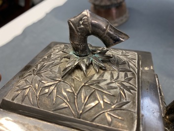A large Chinese silver teapot and cover, 19th C.