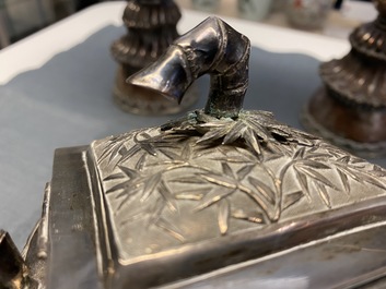 A large Chinese silver teapot and cover, 19th C.