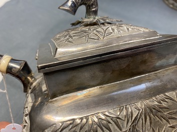 A large Chinese silver teapot and cover, 19th C.