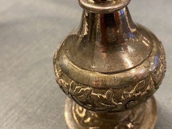 A Chinese inscribed Islamic market silver rosewater sprinkler, 19th C.