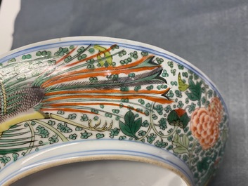A Chinese famille verte 'double phoenix' plate, Chenghua mark, Kangxi