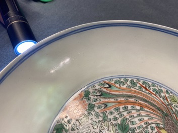 A Chinese famille verte 'double phoenix' plate, Chenghua mark, Kangxi