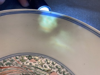 A Chinese famille verte 'double phoenix' plate, Chenghua mark, Kangxi