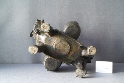 A large Chinese bronze 'lion' censer, Ming