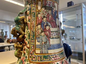 A pair of massive Chinese famille rose vases, 19th C.