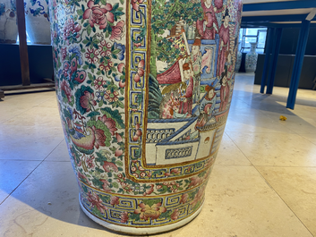 A pair of massive Chinese famille rose vases, 19th C.