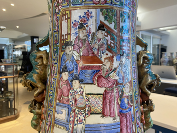 A pair of massive Chinese famille rose vases, 19th C.