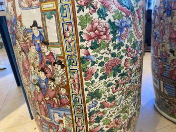 A pair of massive Chinese famille rose vases, 19th C.