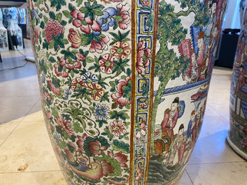 A pair of massive Chinese famille rose vases, 19th C.