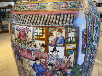 A pair of massive Chinese famille rose vases, 19th C.