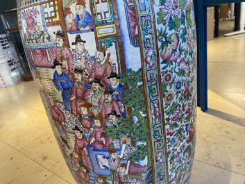 A pair of massive Chinese famille rose vases, 19th C.