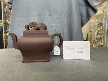 A large Chinese Yixing stoneware teapot and cover, Kangxi