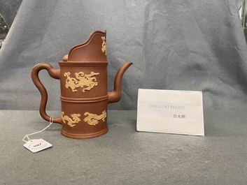 A Chinese Yixing stoneware Tibetan style Duomuhu ewer, Kangxi