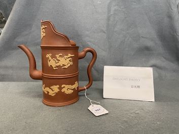 A Chinese Yixing stoneware Tibetan style Duomuhu ewer, Kangxi