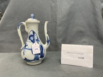 A Chinese blue and white 'Xi Xiang Ji' ewer and cover, Xuande mark, Kangxi