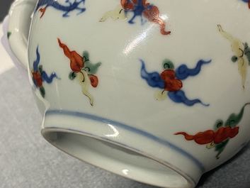 A Chinese wucai 'dragon' teapot and cover, Republic
