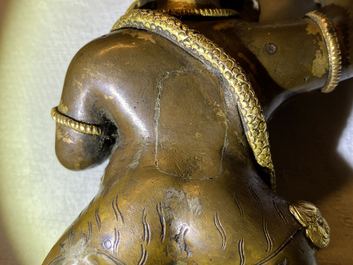 A Sino-Tibetan gilt bronze figure of Vajrapani, 17/18th C.